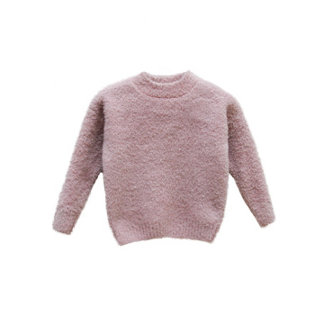Winter Factory Price Half High Neck Fuzzy Skin Friendly Children Sweaters Kids Girls Fancy Sweater